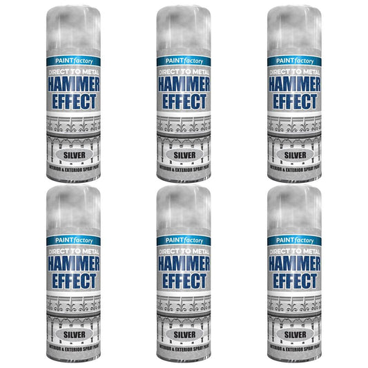 6X Paint Factory Silver Hammer Effect Paint 400ml