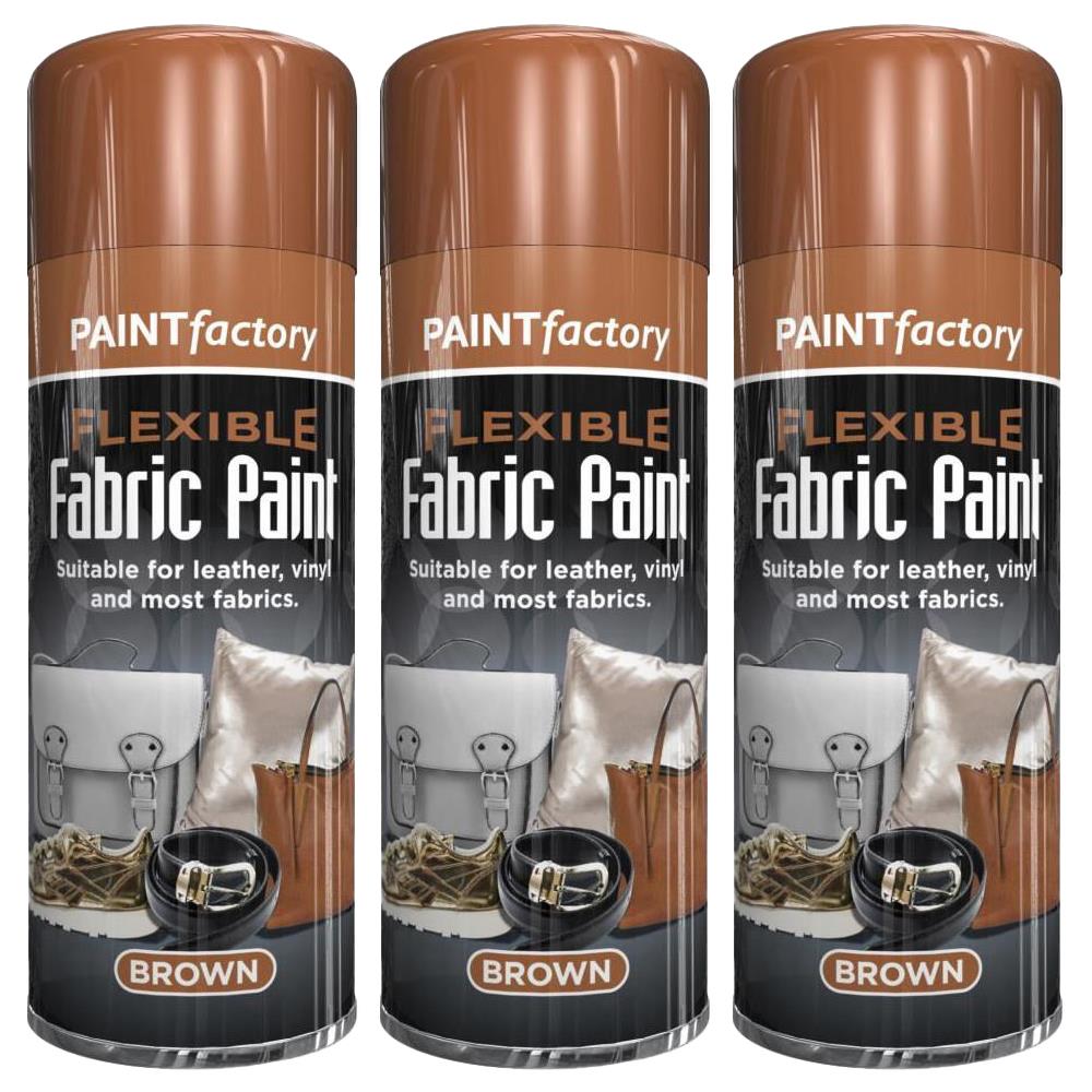 3X Brown Flexible Fabric & Vinyl Spray Paint Brown 200ml