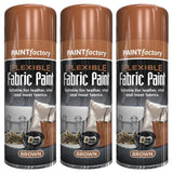 3X Brown Flexible Fabric & Vinyl Spray Paint Brown 200ml