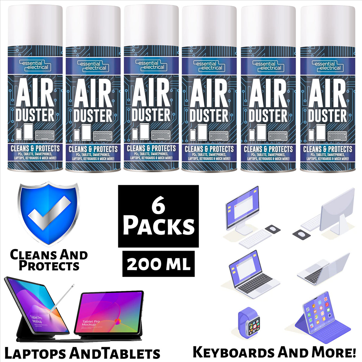 6X Air Duster Spray Spray Paint 200ml