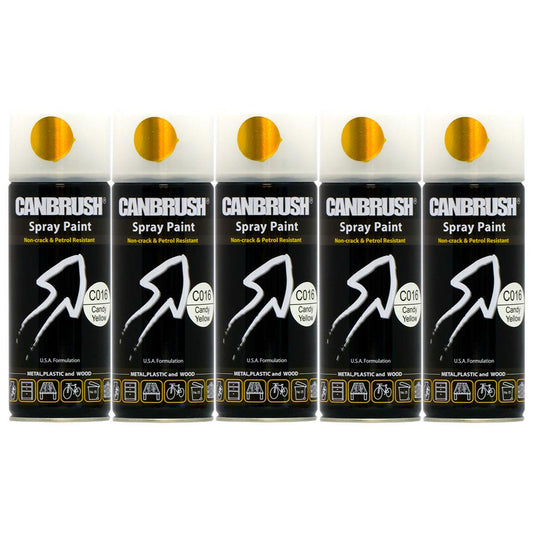 5X Canbrush C016 Candy Yellow Spray Paint 400ml