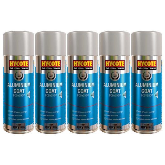 5X Hycote Bodyshop Alumnium Coat Spray Paint 400ml