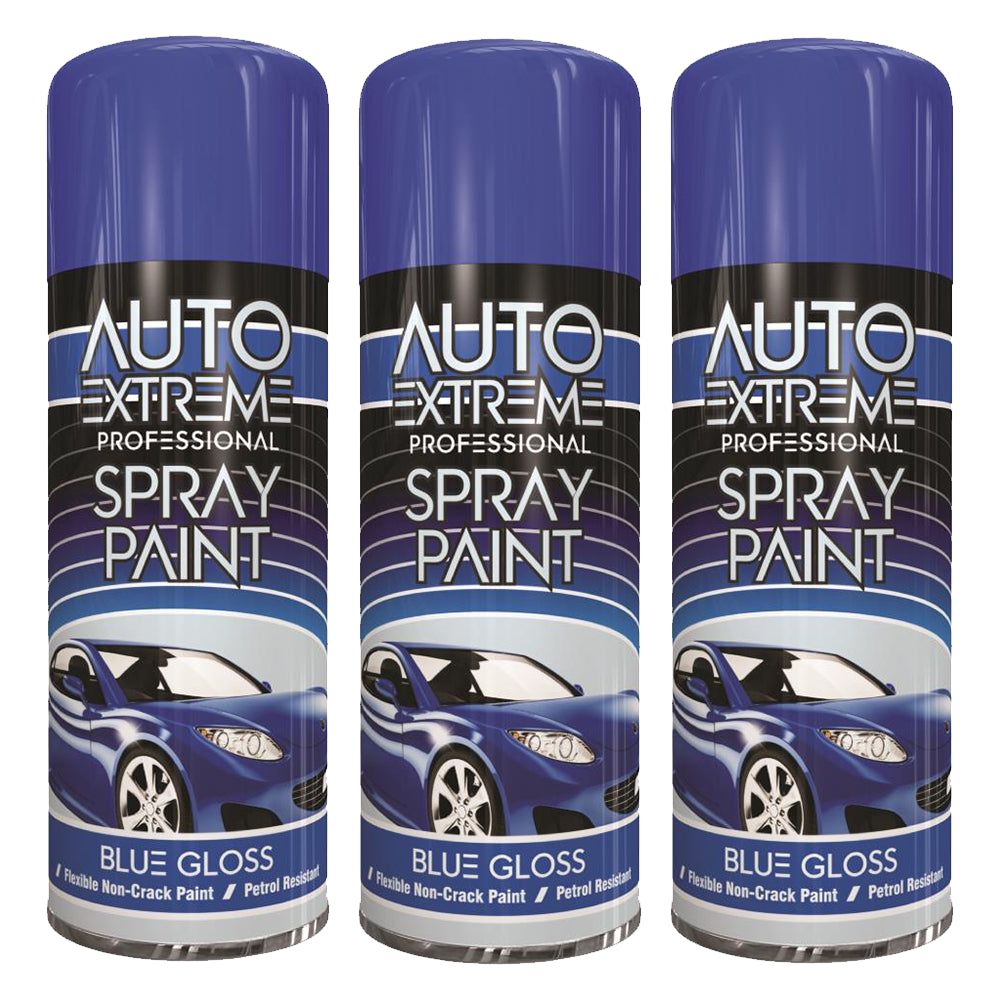 3X Auto Extreme Blue Spray Paint 400ml