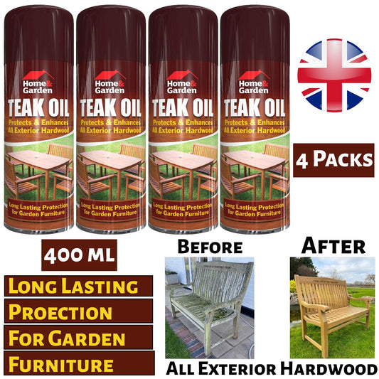 4X Home & Garden Teak Oil Spray 400ml