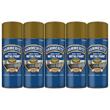 5X Hammerite Smooth Gold Spray Paint 400ml