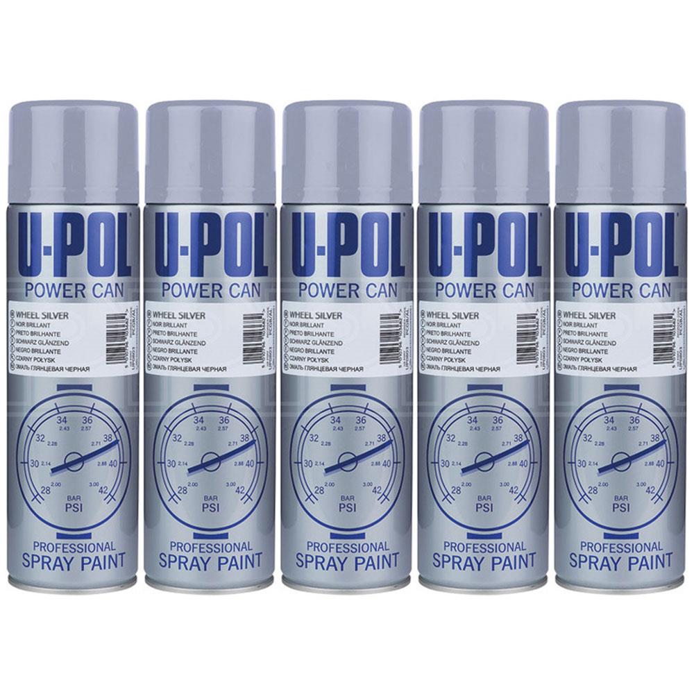 5X Upol Power Can Wheel Silver Spray Paint 500ml