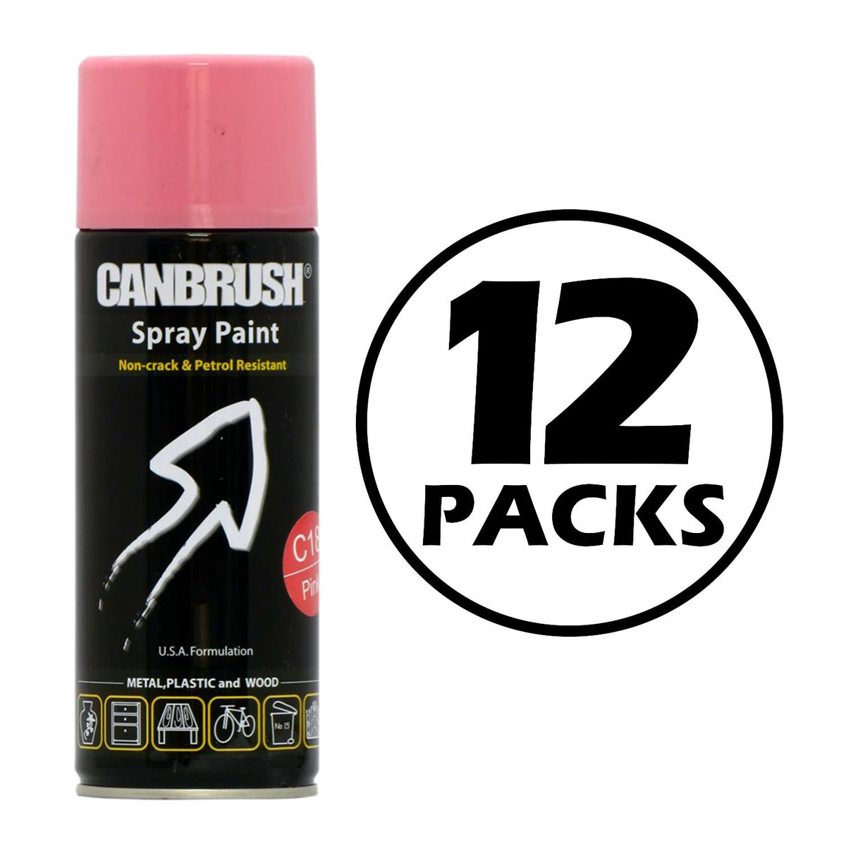 12X Canbrush C18 Pink Spray Paint 400ml