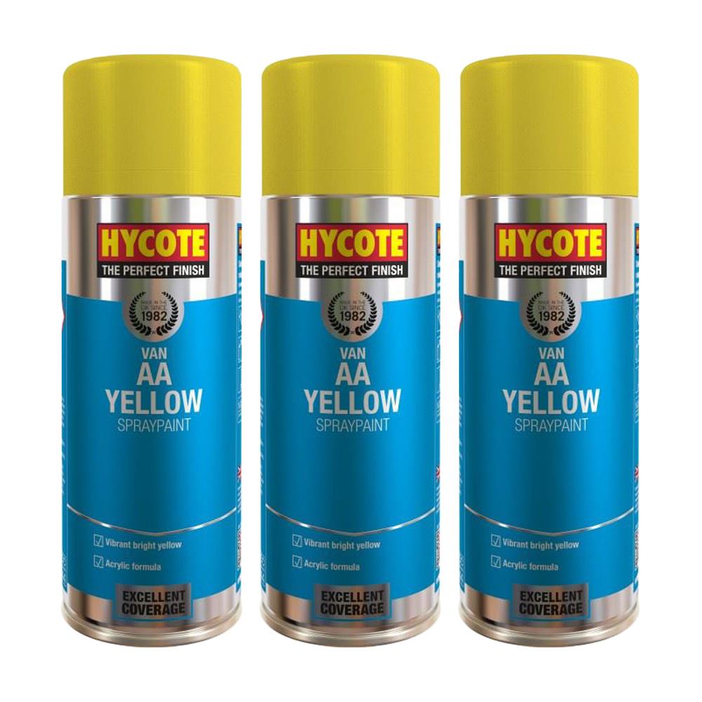 3X Hycote Aa Van Yellow Spray Paint 400ml