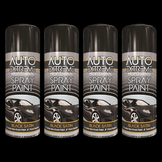 4X Auto Extreme Pro Satin Black Spray Paint 400ml