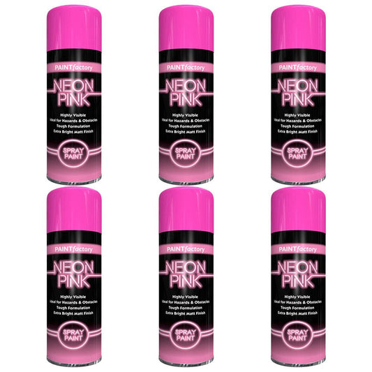 6X Paint Factory Fluorescent Neon Pink Spray Paint 200ml