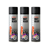 3X Promatic Matt Black Spray Paint 500ml