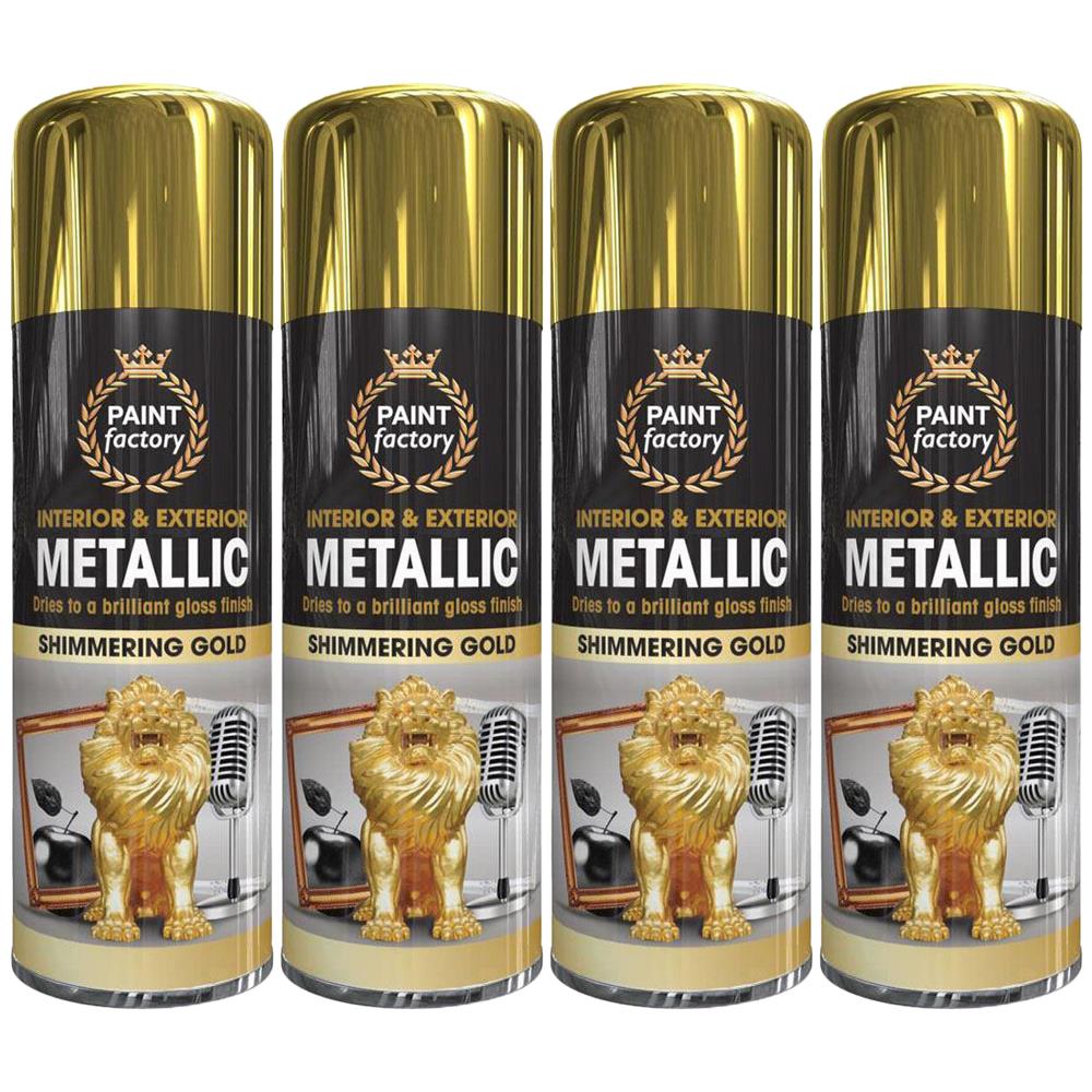 4X Paint Factory Gold Metallic Spray Paint 400ml