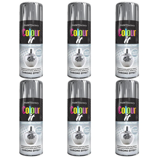 6X Paint Factory Chrome Effect Gloss Spray Paint 400ml