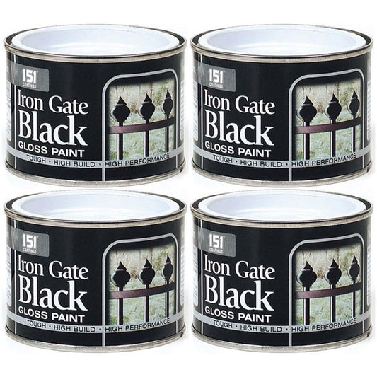 4X Iron Gate Black Gloss Paint Tin 180ml