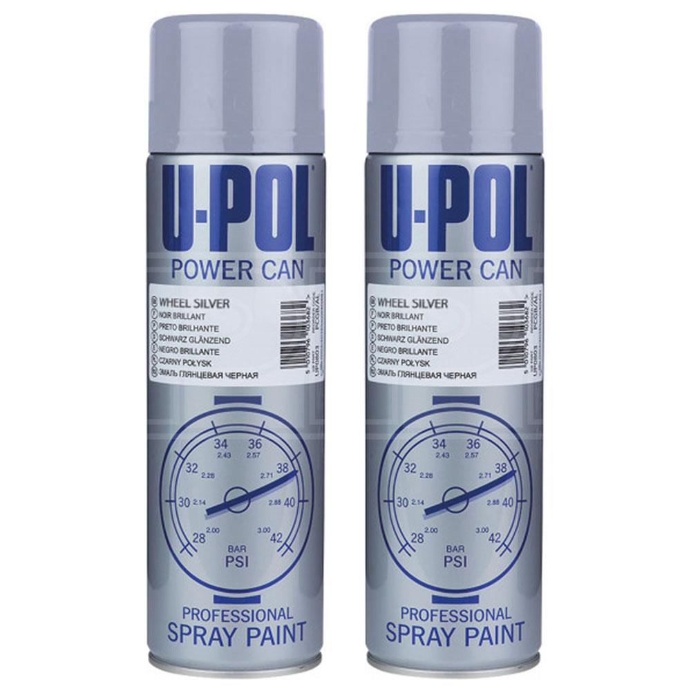 2X Upol Power Can Wheel Silver Spray Paint 500ml