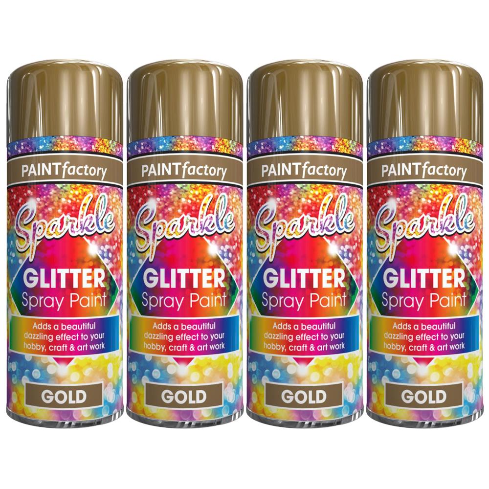 4X Paint Factory Gold Glitter Spray Paint 200ml