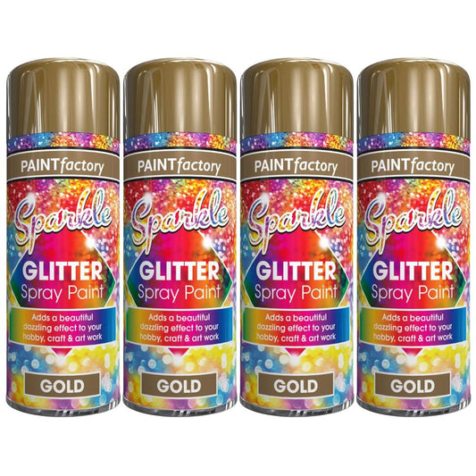 4X Paint Factory Gold Glitter Spray Paint 200ml