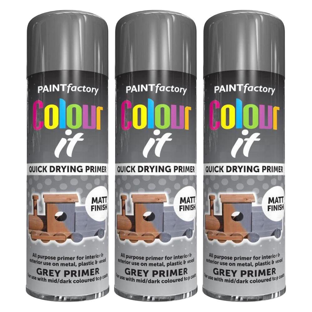 3X Paint Factory Grey Primer Spray 250ml