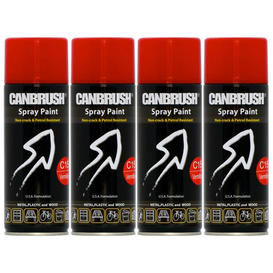 4X Canbrush C15 Vermillion Spray Paint 400ml